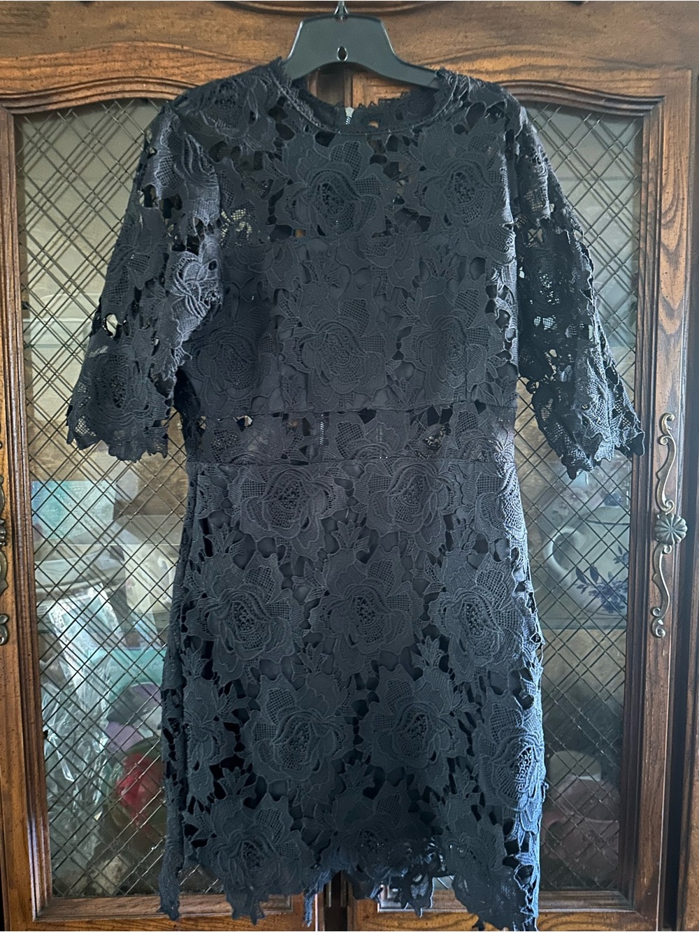 Lulu's Black Floral Lace Mini Dress